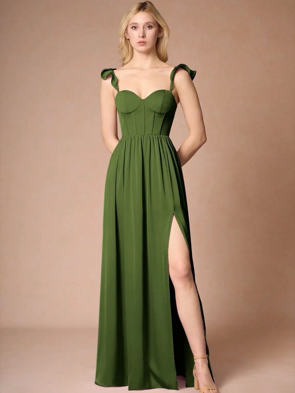 Ginevra Olive Green Corset Dress